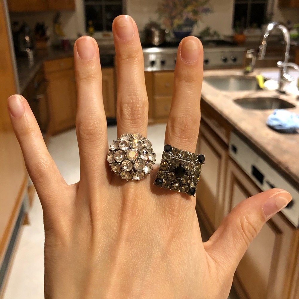 Two Adjustable Rhinestone rings